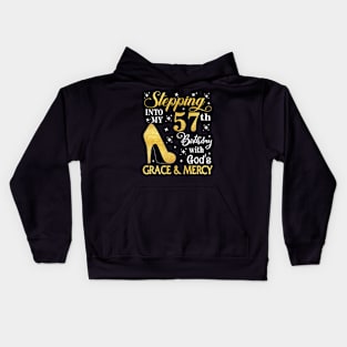 Stepping Into My 57th Birthday With God's Grace & Mercy Bday Kids Hoodie